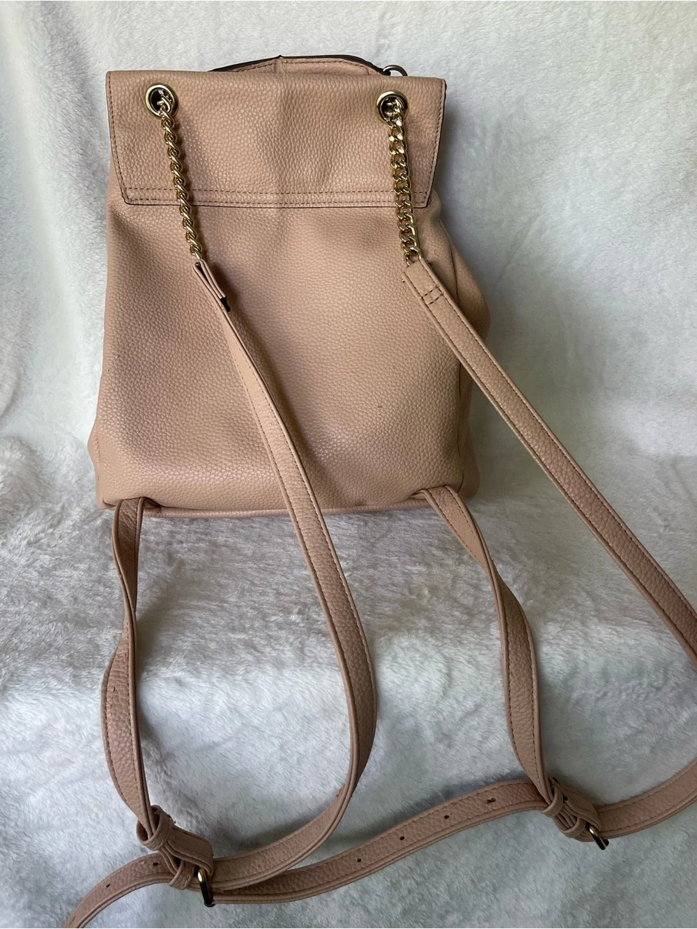 Nanette Lepore pebbled beige pink vegan leather backpack